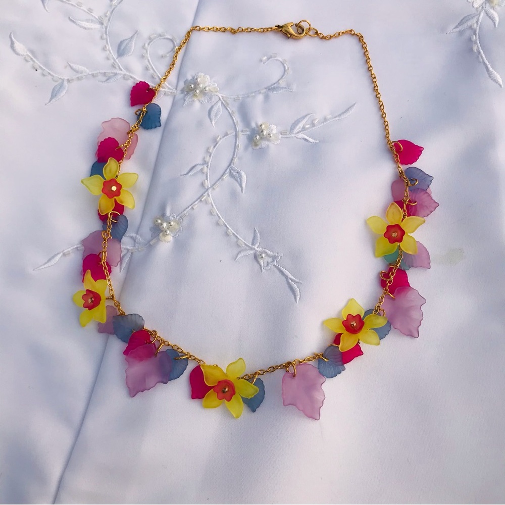 Handmade lucite floral necklace